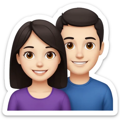 Brother ans sister, white skin, dark hair sticker
