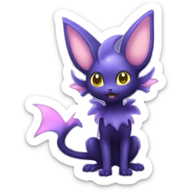 Shiny Cute Kawaii Ethereal Dark Noibat-Delcatty-Espeon-fusion-hybrid full body sticker