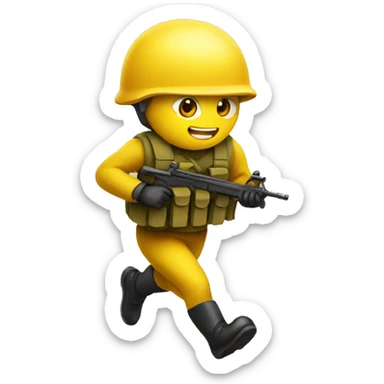 emoji yellow solider running sticker