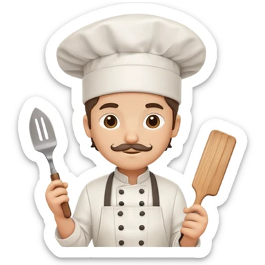 Chef with cooking supplies sticker