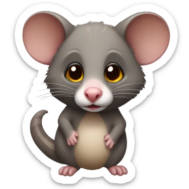 possum with brown hearts  sticker