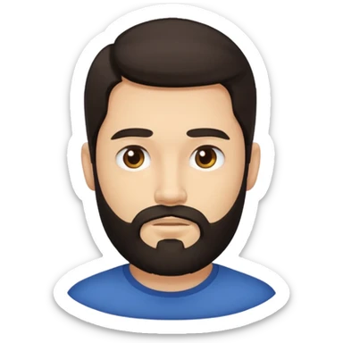 head only of a man with dark long hair and a beard, round face sticker