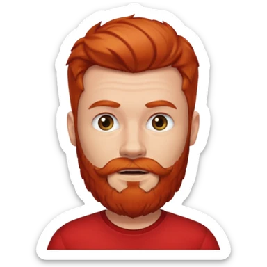 red bearded man with red shirt sticker