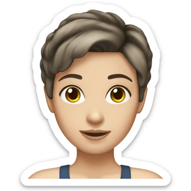 short haired brunette white girl sticker