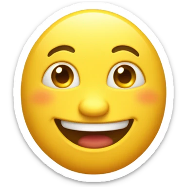  A cheerful, round yellow face with lifelike skin texture. Its large, slightly squinted eyes are sparkling with joy, and a wide, gentle smile radiates warmth. sticker