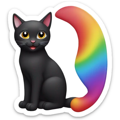 a black cat with a rainbow outline, it is wearing a red solid bandana around its neck sticker