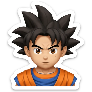 Emoji San goku plus petit niveau image , concentrer comme avant un combat contre un adversaire  sticker