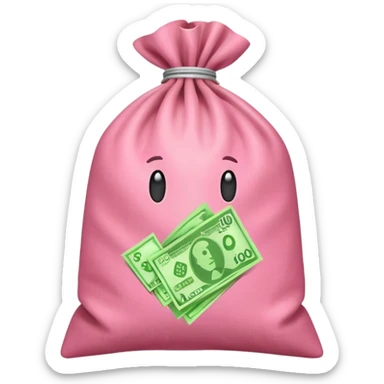  Green Australian $100 long rectangle money overflowing in a pink sack sticker