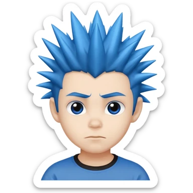 blue spiky haired kid  sticker