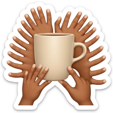 many hands hold the cup

 sticker