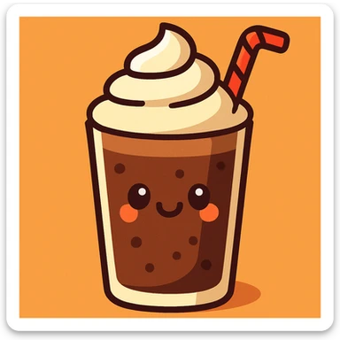 a chocolate milkshake, cartoon style sticker