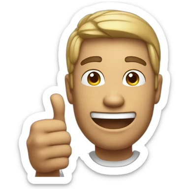 male character with a facial expression that conveys intelligence and technical skills, while making a thumbs-up gesture to indicate approval sticker