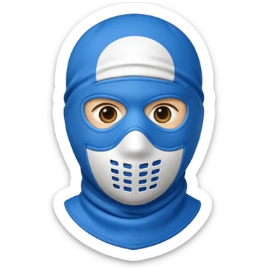ski mask blue and white on half  sticker
