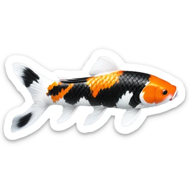 Black + Orange + White realistic koi fish, top view  sticker