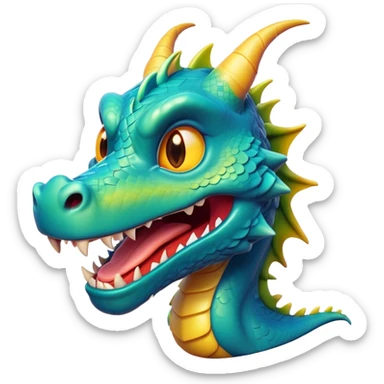 Cinematic Comical Dragon Portrait Emoji, Head tilted dramatically with an exaggeratedly amused expression, featuring a striking, glossy scaled body with bold, angular features and wide, expressive eyes filled with playful disbelief, Simplified yet hilariously expressive features, highly detailed, glowing with a slightly sassy, otherworldly glow, high shine, dramatic yet playful, stylized with an air of cheeky mythical mischief, soft glowing outline, capturing the essence of a spirited and over-the-top dragon that looks ready to breathe fire into internet fame instantly! sticker