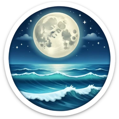 Moon over ocean  sticker