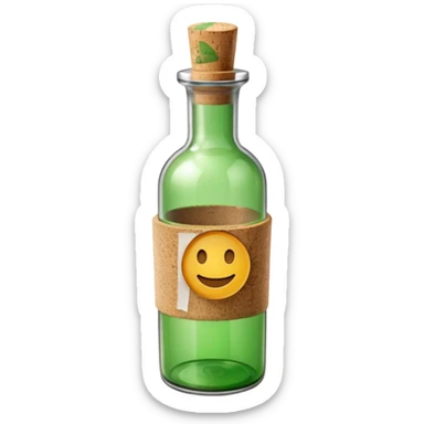 message round bottle with paper inside green sticker