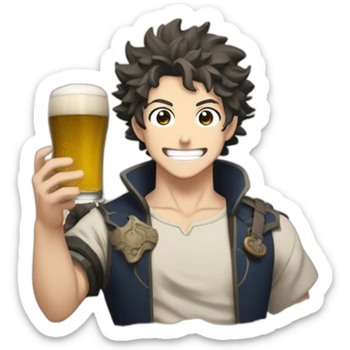 Asta de black clover qui bois une bière sticker