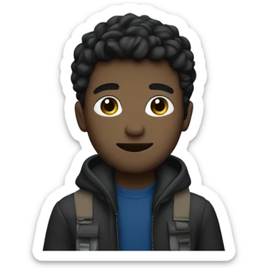 Youg man with blak, and bleu navy backgroun sticker