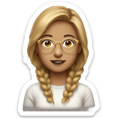 a girl with light brown hair and round glasses with golden frames sticker