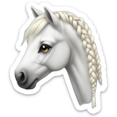 Realistic white pony with a braids sticker