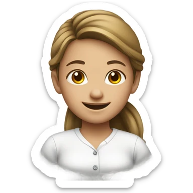 smiling girl in white shirt sticker