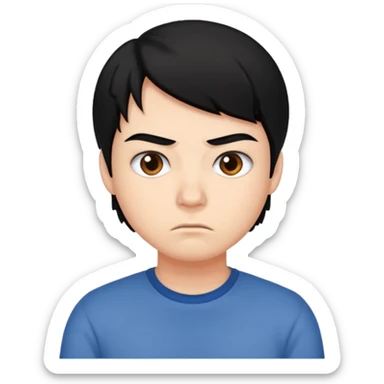 college student with annoyed face , black hair sticker