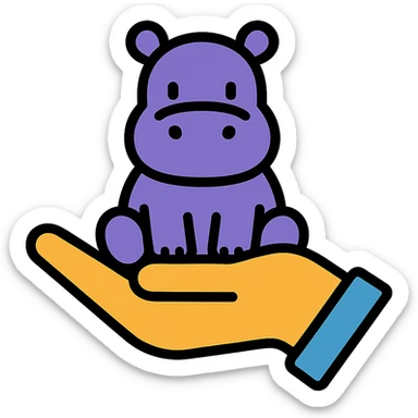 A little hippo in the hand sticker