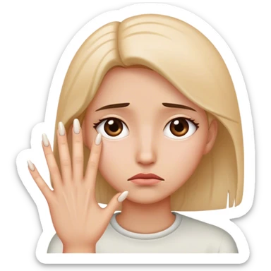 Sad face with long nail  sticker