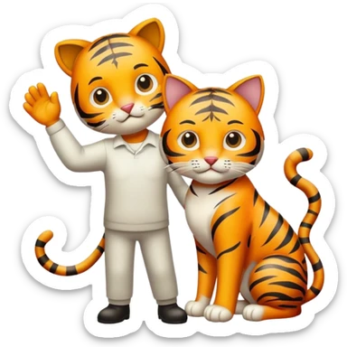 A man who raises both tigers and cats. sticker