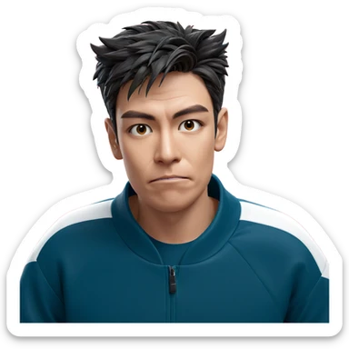 boy in track jacket portrait sticker