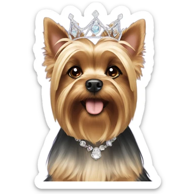 Yorkie dog wearing a tiara  sticker