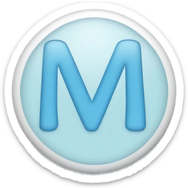 A light blue circle with an M on it  sticker
