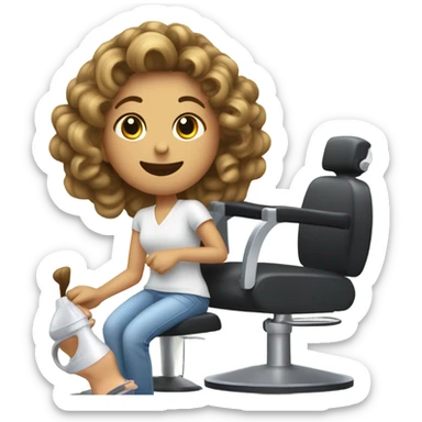 Girl getting hair done  sticker