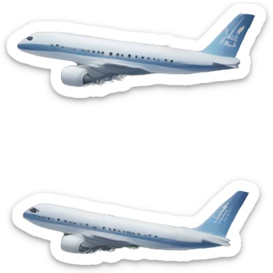 Plane next to two identical buildings  sticker