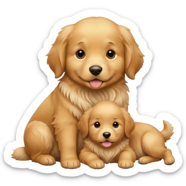 golden dog with its puppies sticker