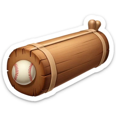 Une buche de bois avec une batte sticker