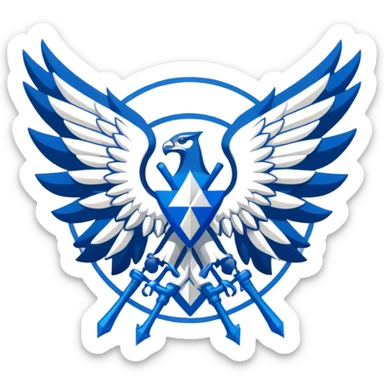 Survey Corps logo from Attack on Titan, Wings of Freedom emblem, overlapping blue and white wings sticker