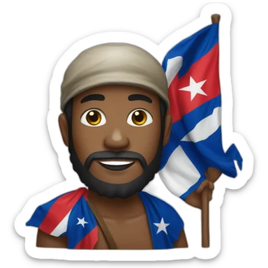 Papuan man with cuba flag sticker