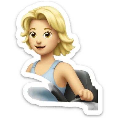 A blonde girl driving a nice 1990 Izzu tropper  sticker