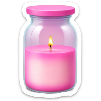 Glass jar with pink candle inside sticker