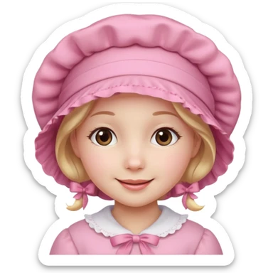 girl in a pink bonnet with rosy cheeks sticker