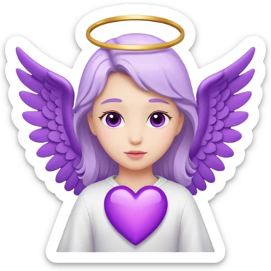 love cupid purple cute no human, an angel with heart, a withe angel sticker