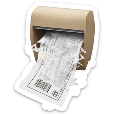 Receipt being shredded sticker