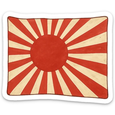 Japanese Empire flag (Rising Sun with rays) in ghibli style sticker
