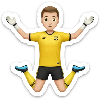 soccer goalkeeper yellow shirt, shorts football boots arms out sticker