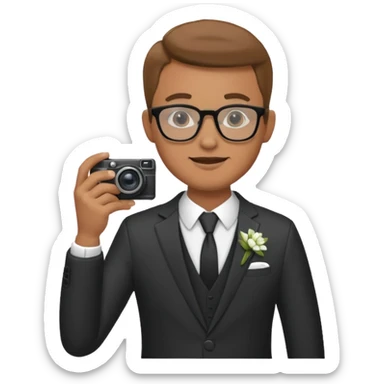 Hombre moreno con gafas haciendo fotos en una boda sticker