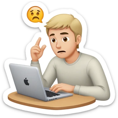 a man wasting time trying to find the ideal domain name sticker