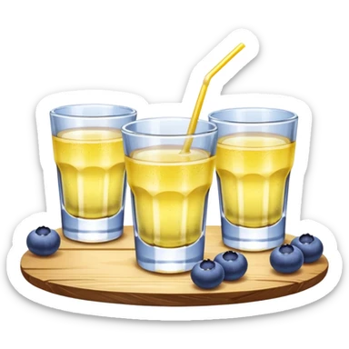 Four shot glasses with blueberry lemon drop in them  sticker