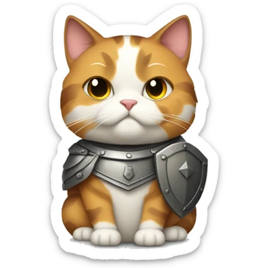 Fat calico cat with a shield  sticker